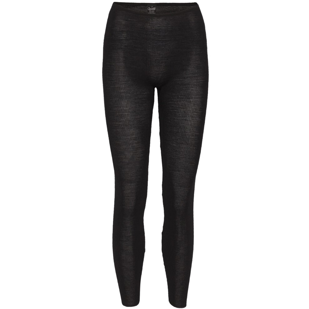 Wool Silk Rib Leggings - Sort
