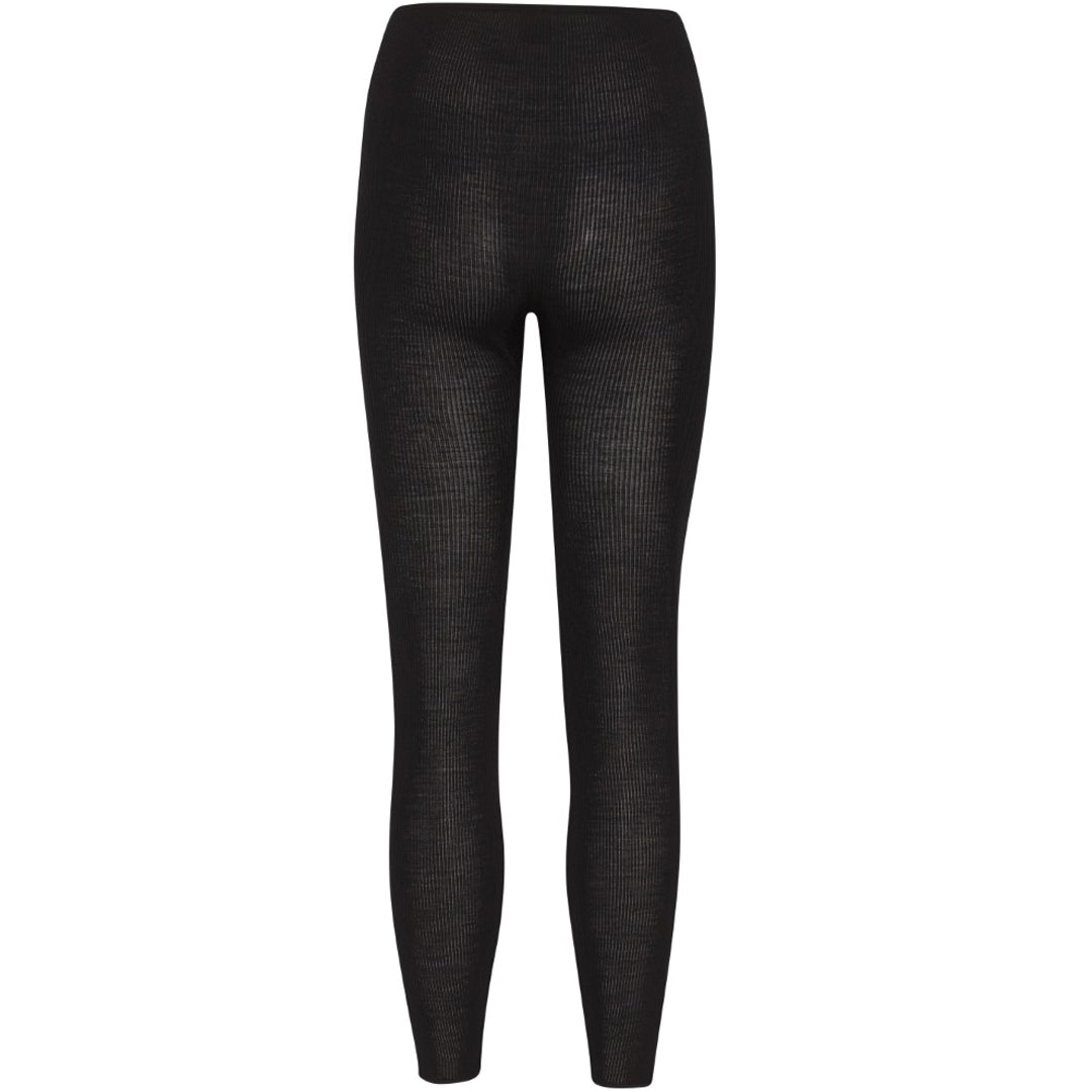 Wool Silk Rib Leggings - Sort