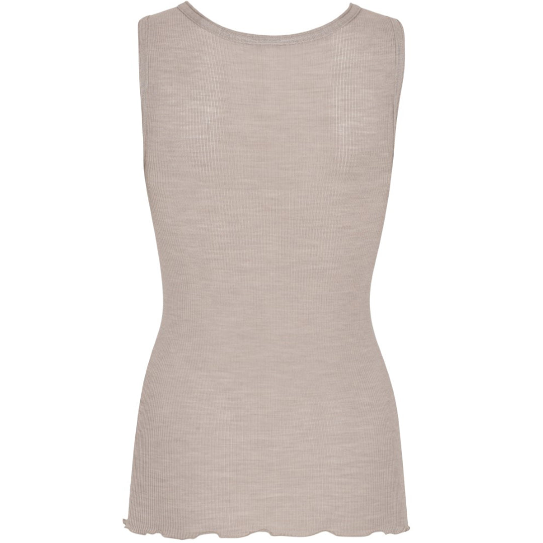 Wool Silk Rib Tank Top - Beige
