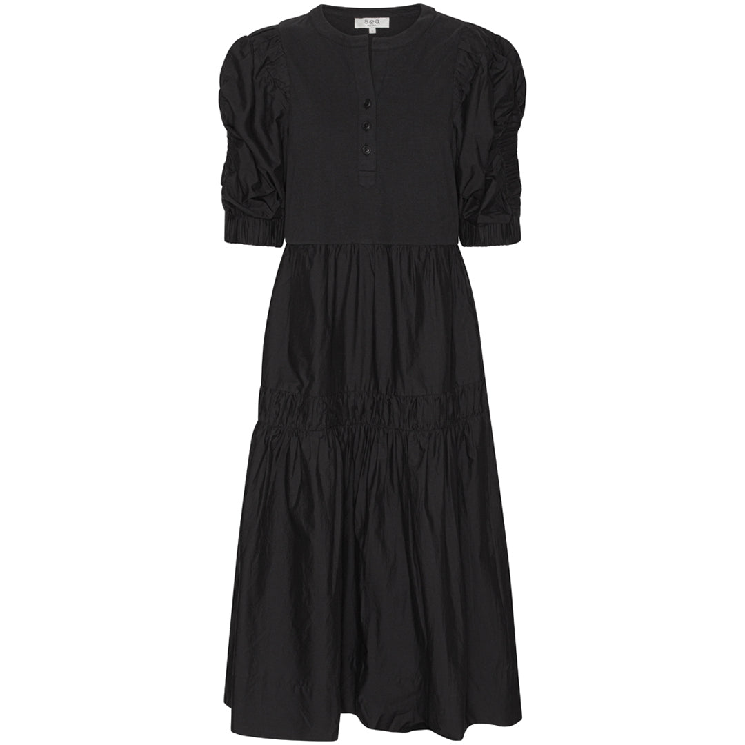 Steph Puff Sleeve Dress - Black