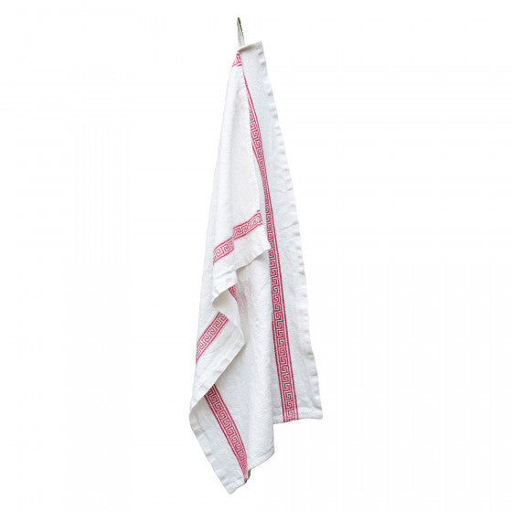 Tea Towel - Red Grecque 