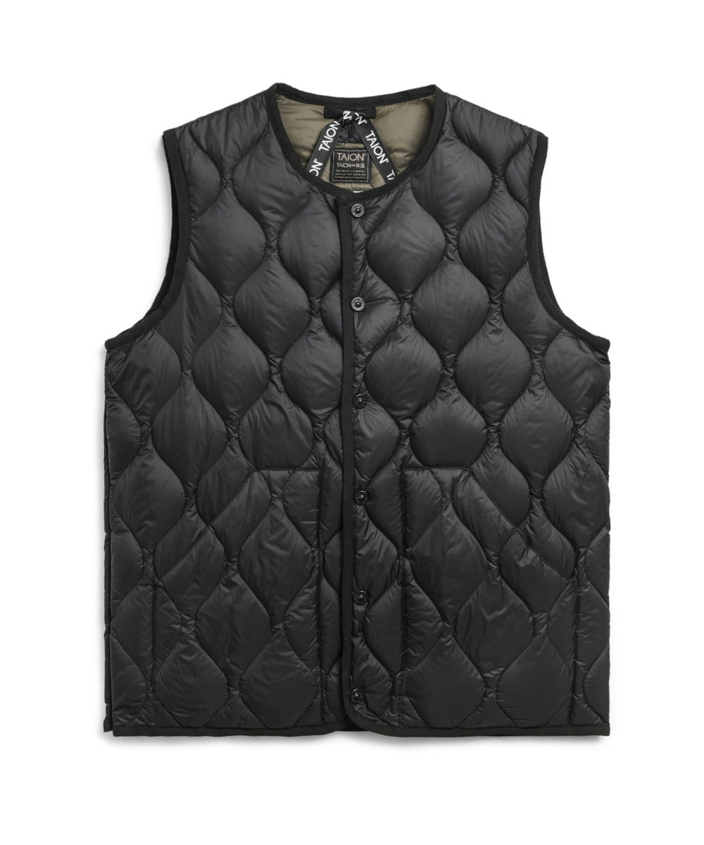 Military Crew Neck Down Vest - Sort