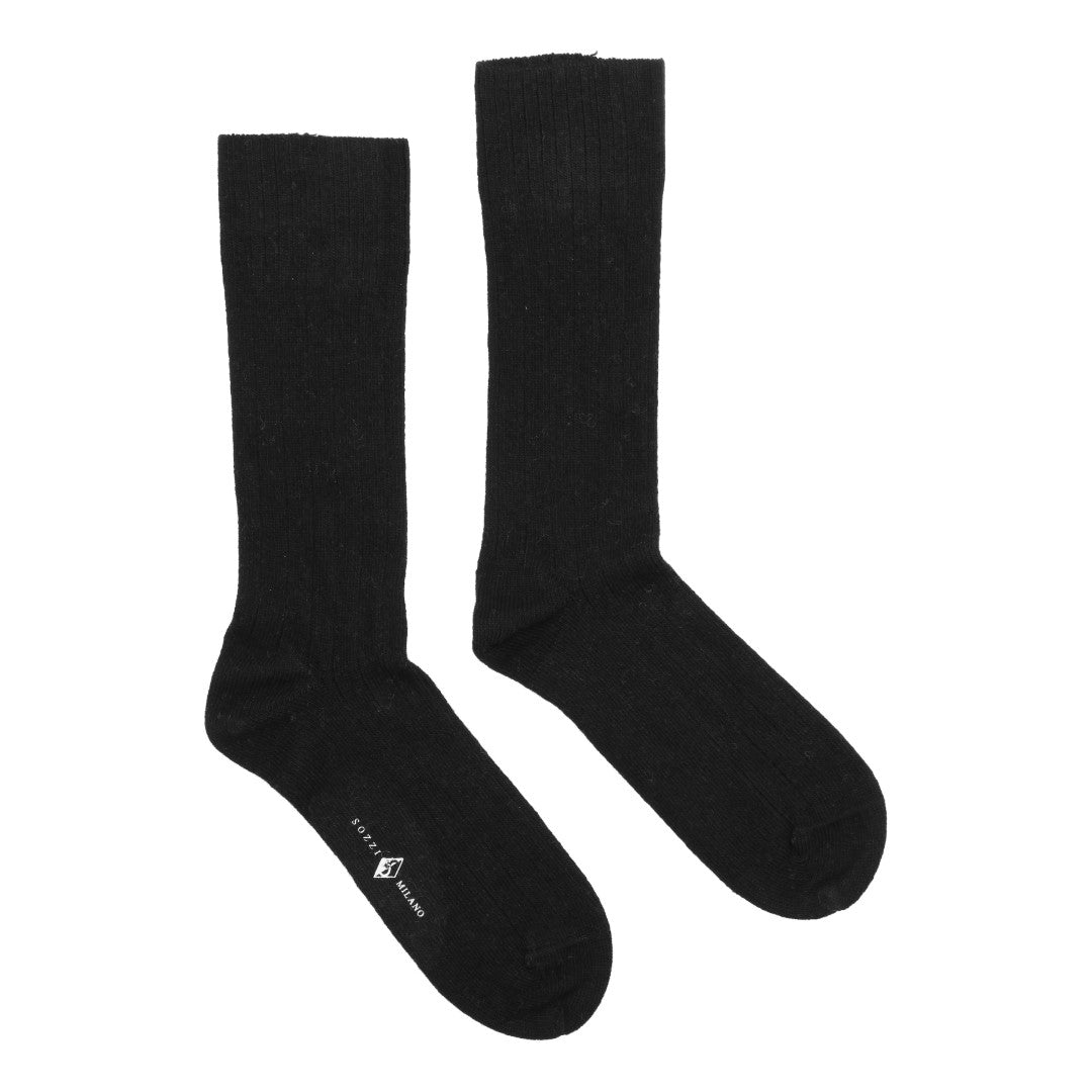 Ribbed Cashmere Strømper - Black