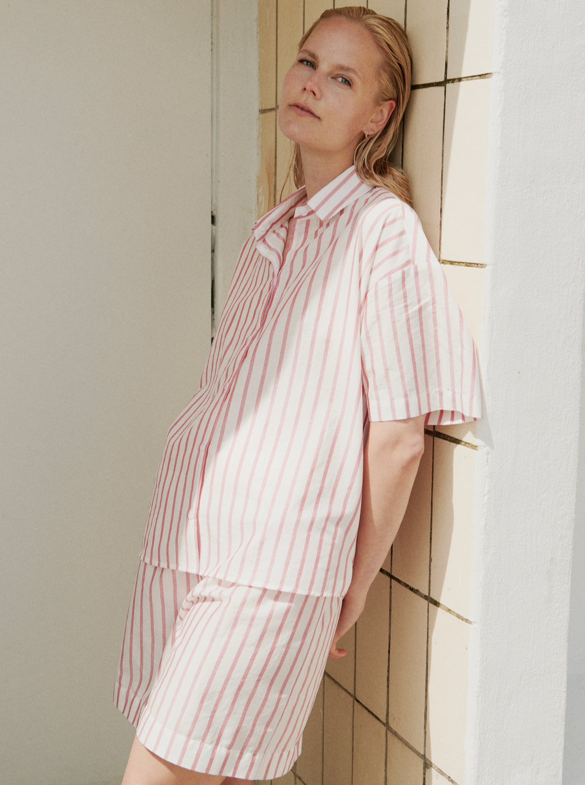 Ficus Folium Summer Shirt - Faded Red Stripe - Lubarol