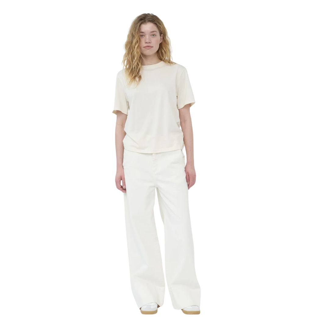Hemp/cotton wide leg jeans - Ecru