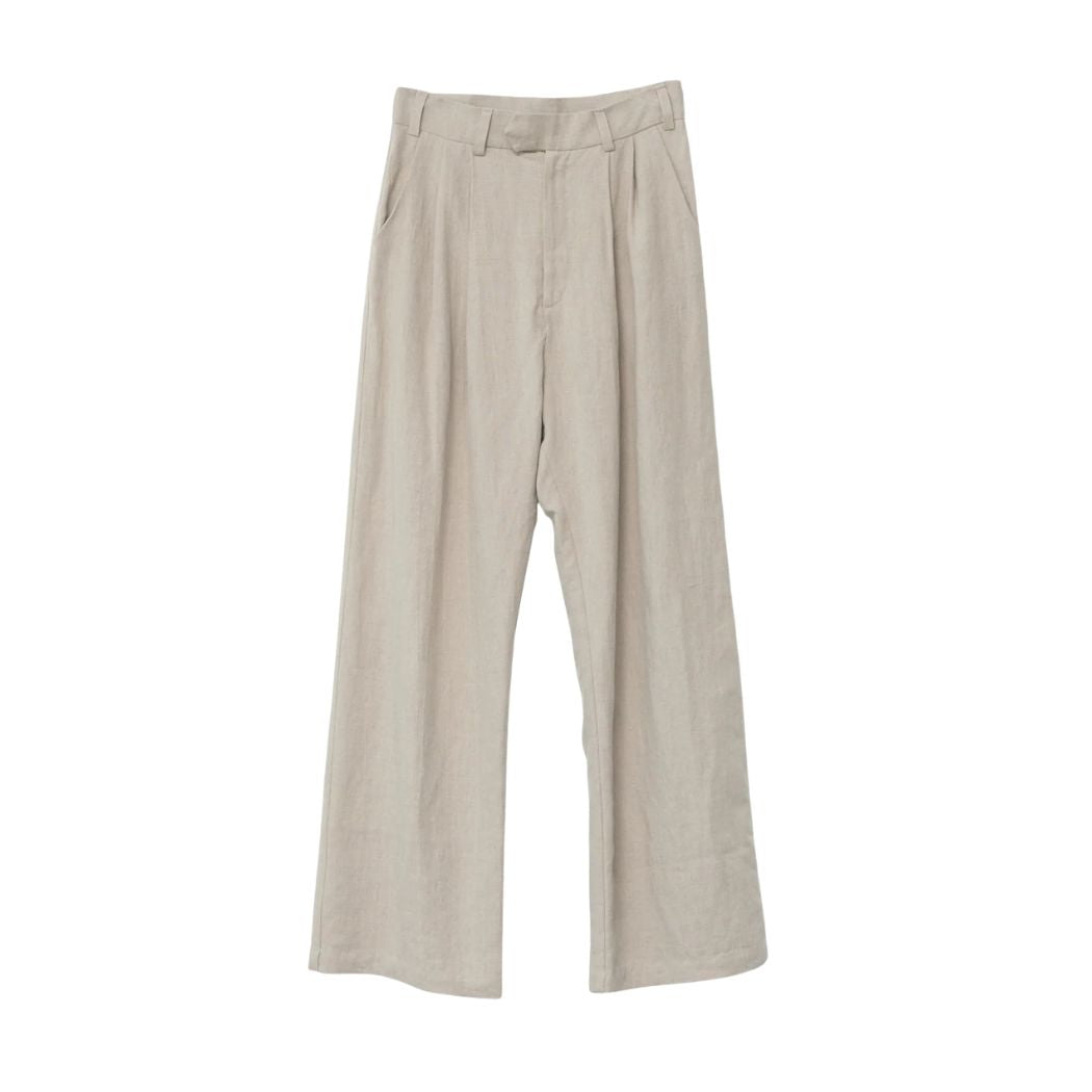Linen Wide Box Pants - Natur