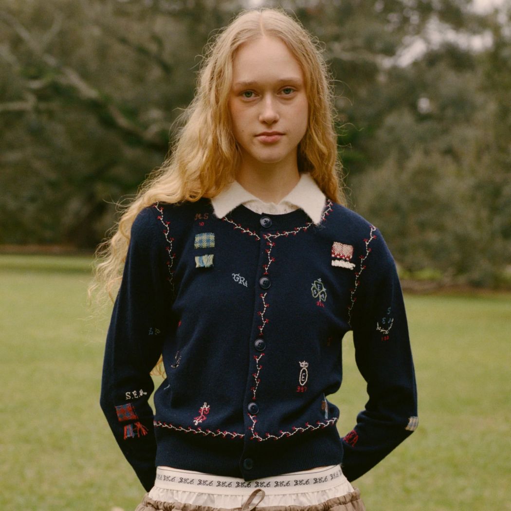 Claira embroidered Cardigan - Navy