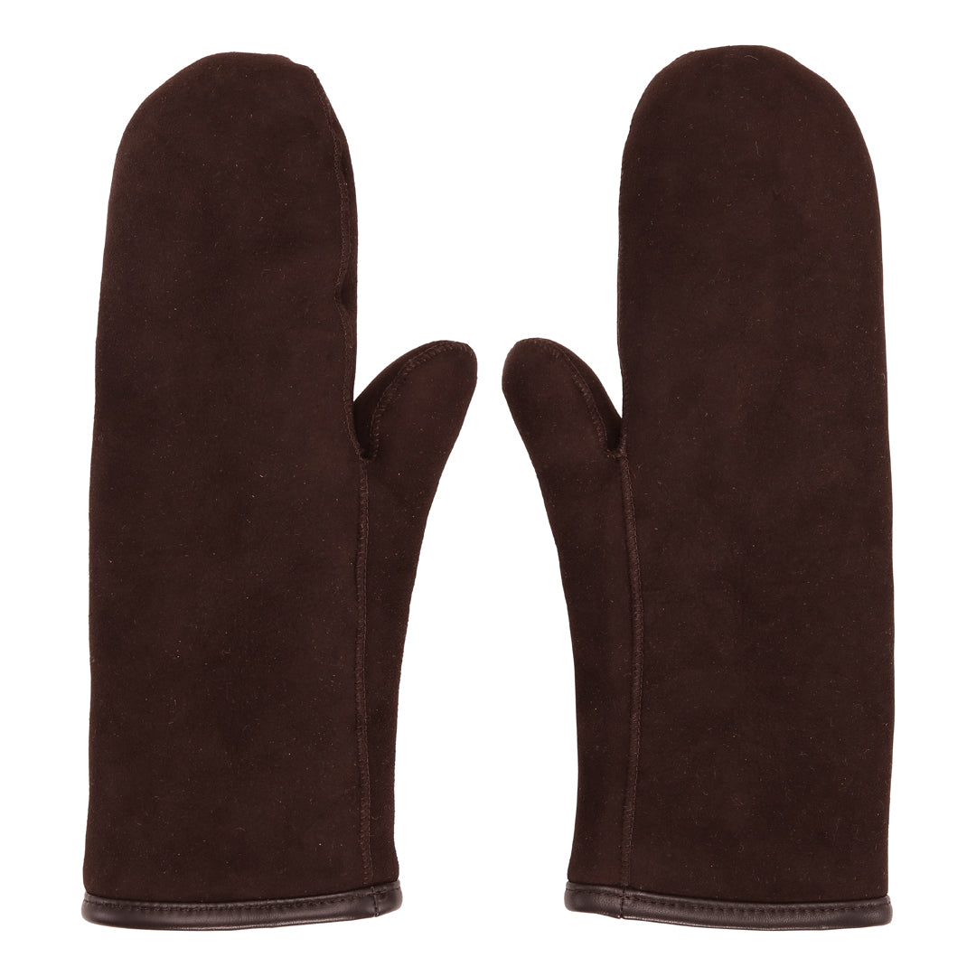 Sheepskin Suede Mittens - Chocolate