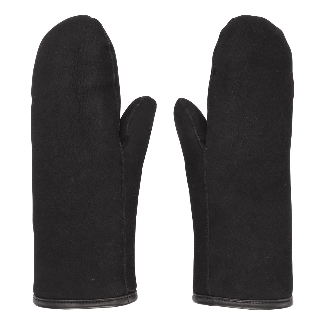 Sheepskin Suede Mittens - Black