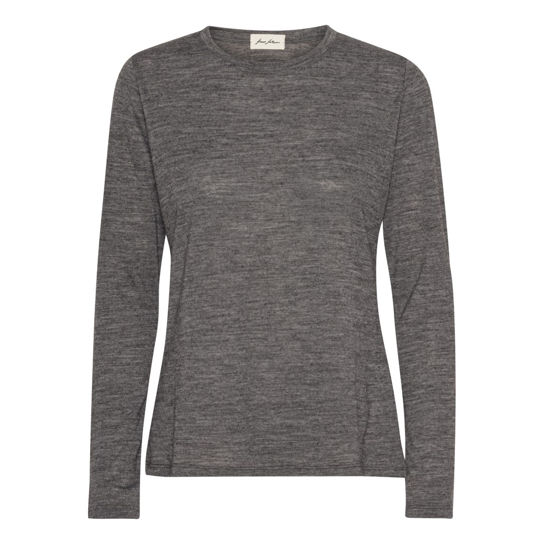 Wool Blouse - Charcoal melange grey