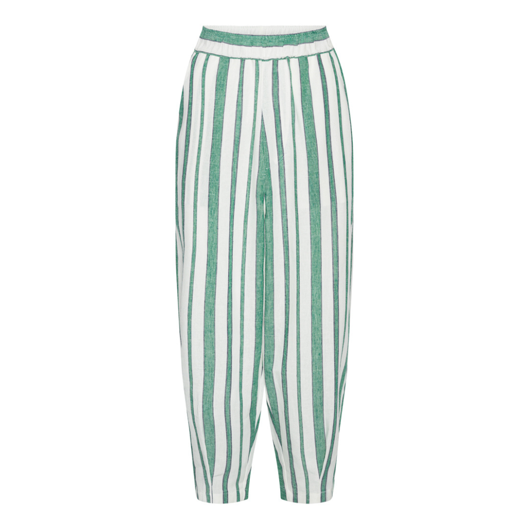 Trouville Pants - Green/White Stripes