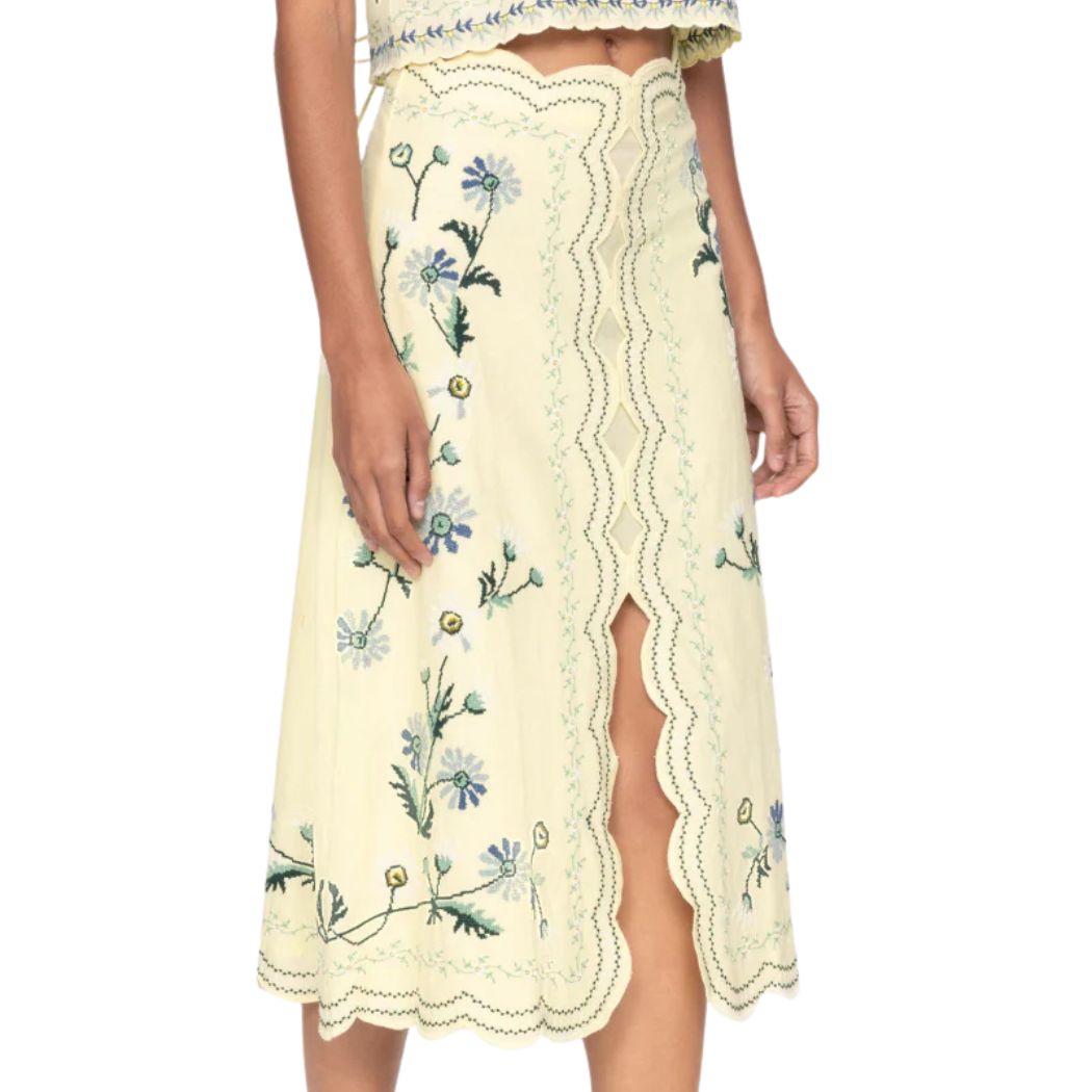 Audra Embrodiery Nederdel - Butter