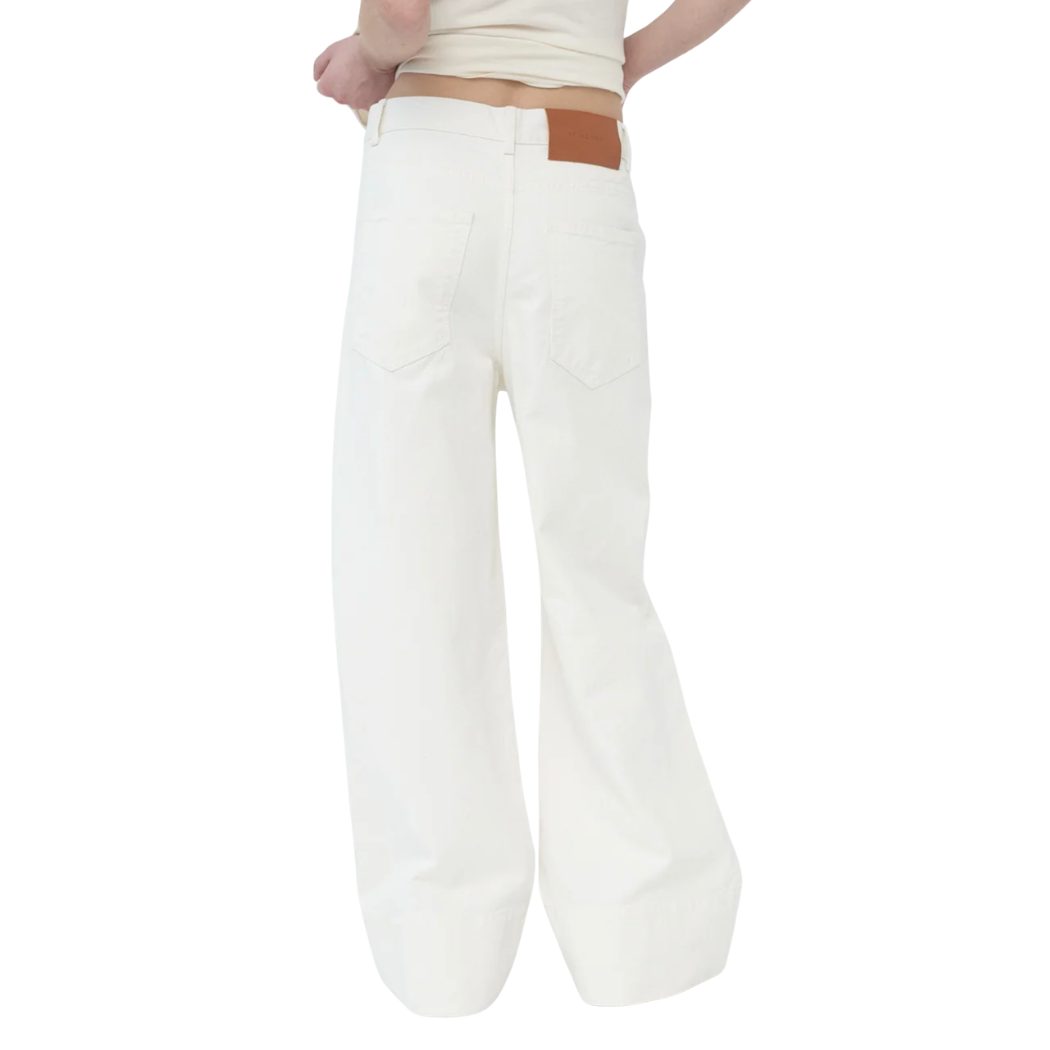 Hemp/cotton wide leg jeans - Ecru