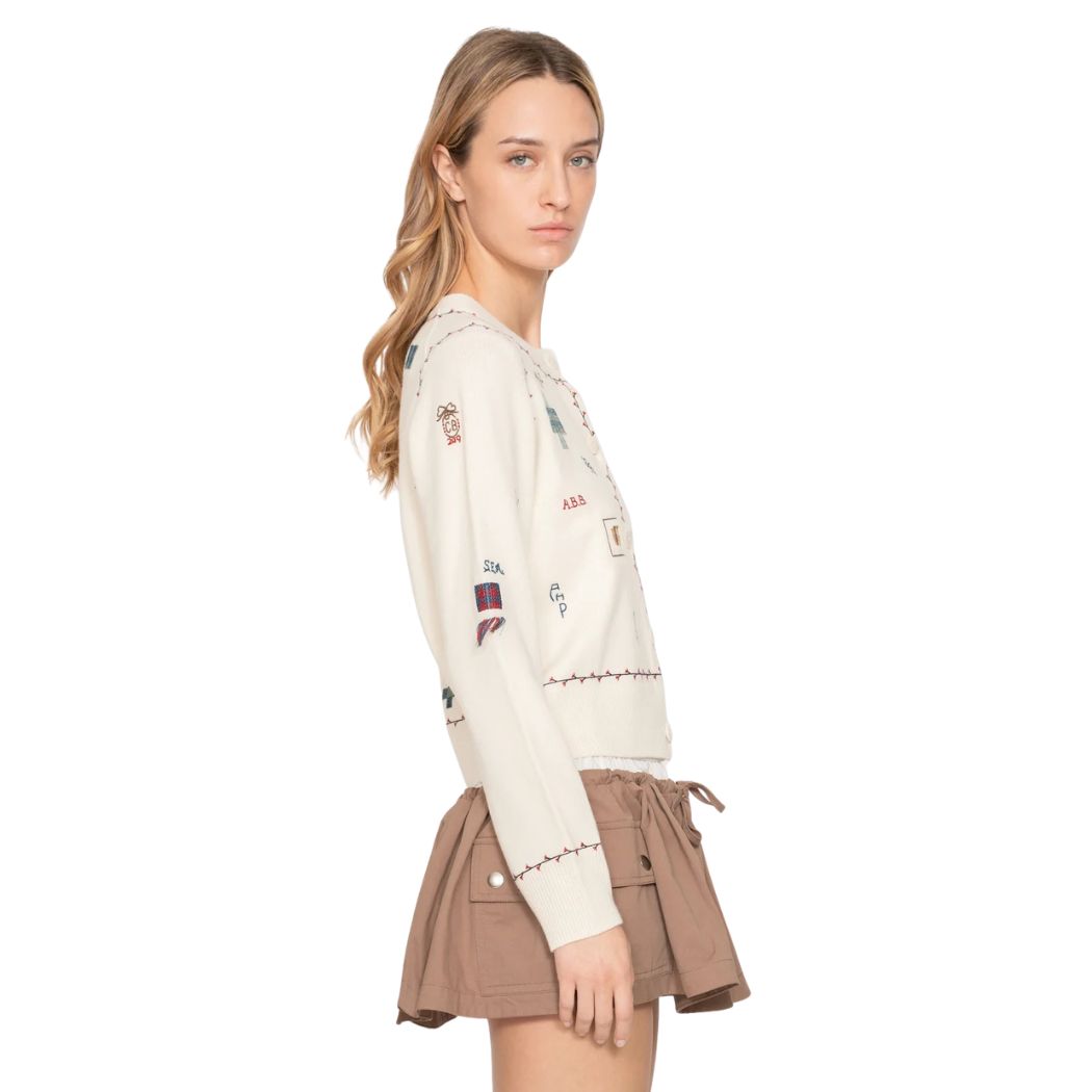 Claira embroidered cardigan  - Cream
