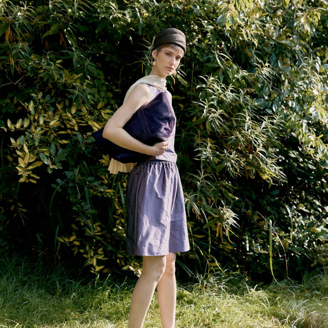 Silk Dupion Hilda Shorts - Prune