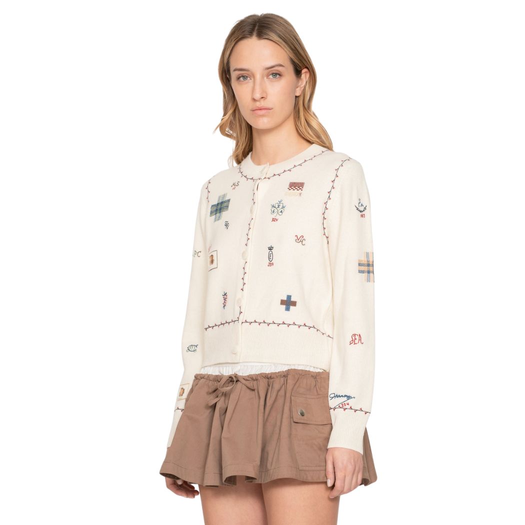 Claira embroidered cardigan  - Cream