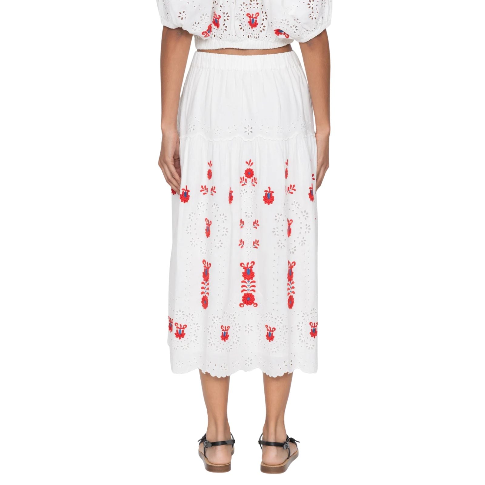 Catharina Embroidery Midi Skirt - Cream