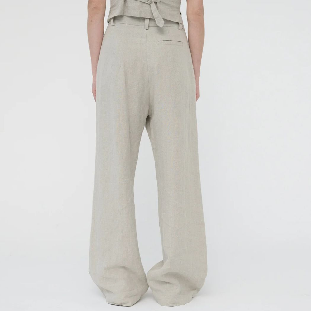 Linen Wide Box Pants - Natur