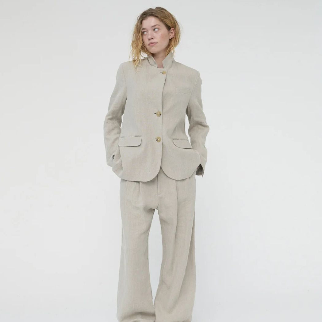 Linen Straight Blazer - Natur