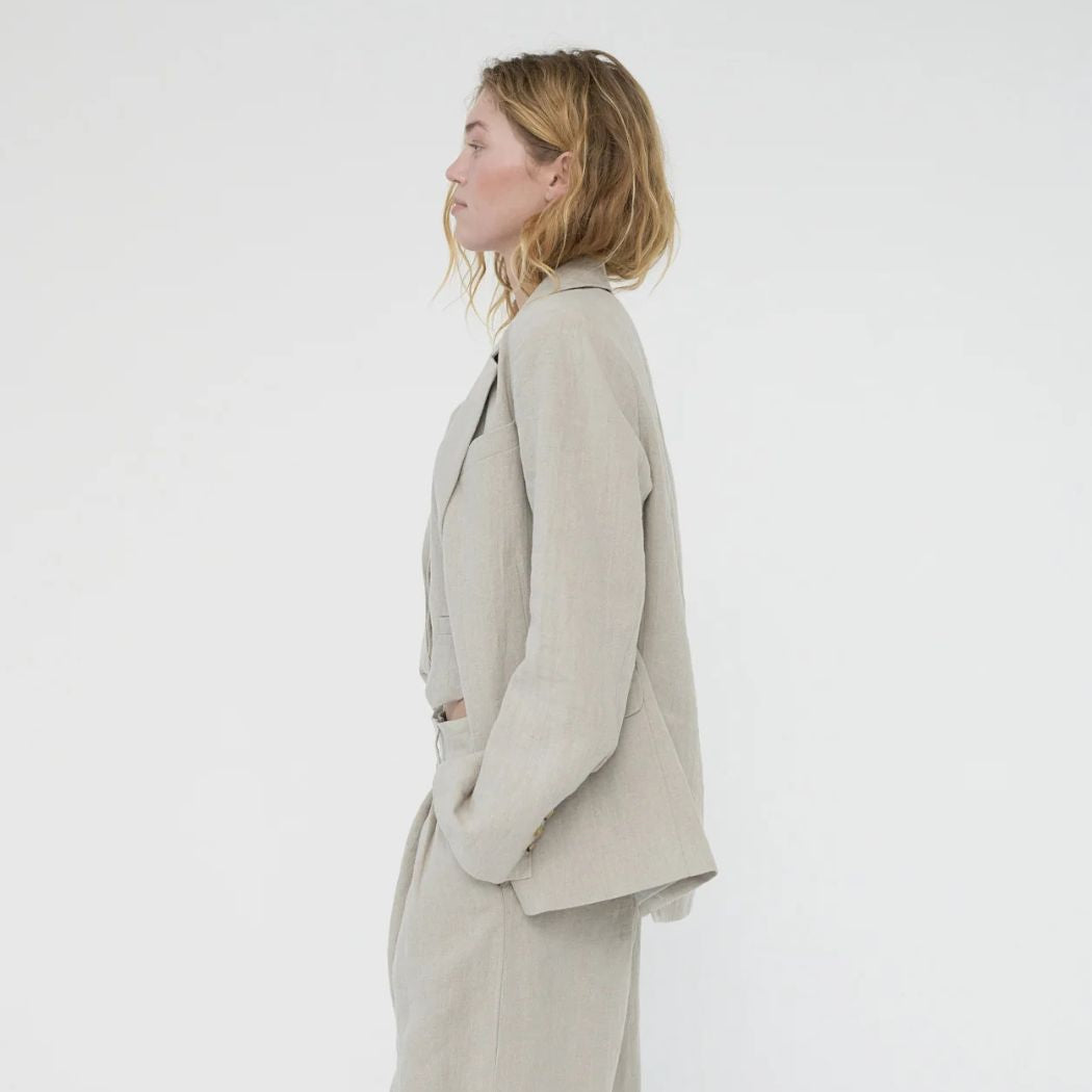 Linen Straight Blazer - Natur