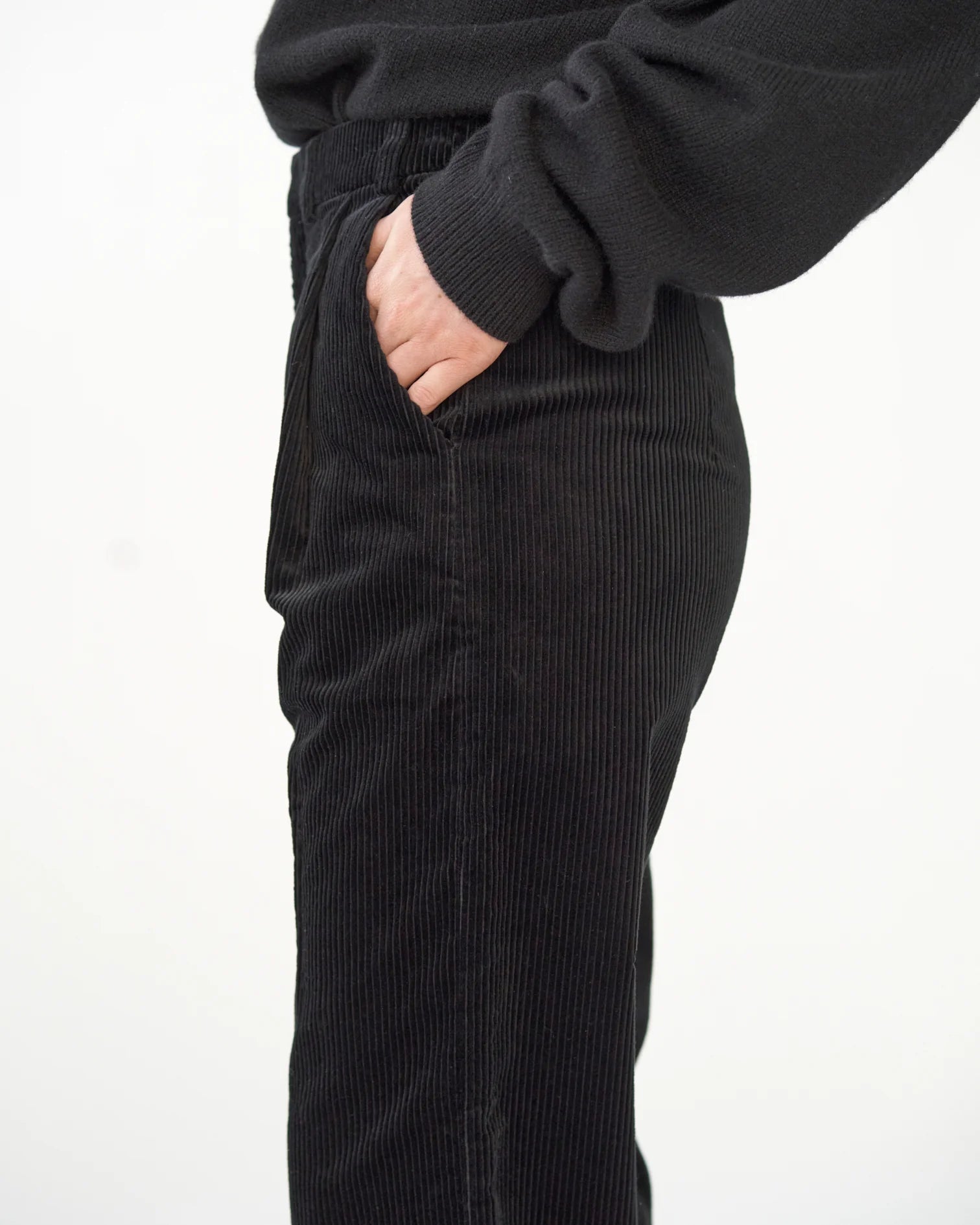 Corduroy Box Trousers - Navy