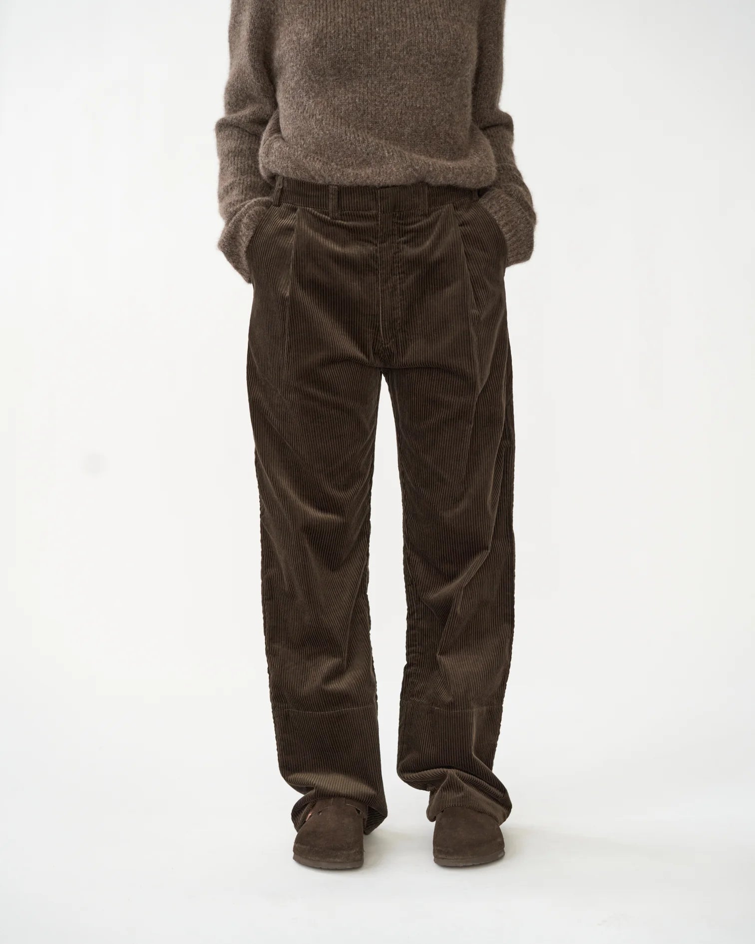 Corduroy Box Trousers - Dark Brown