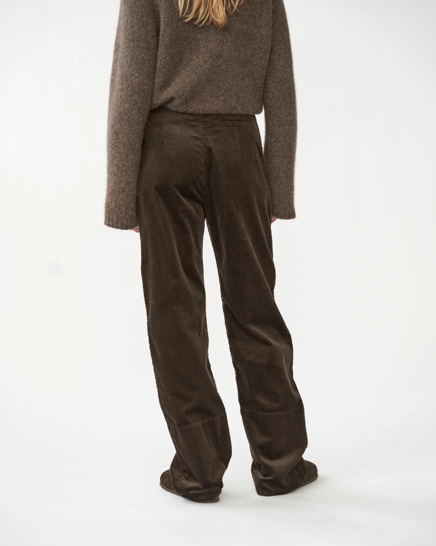 Corduroy Box Trousers - Dark Brown