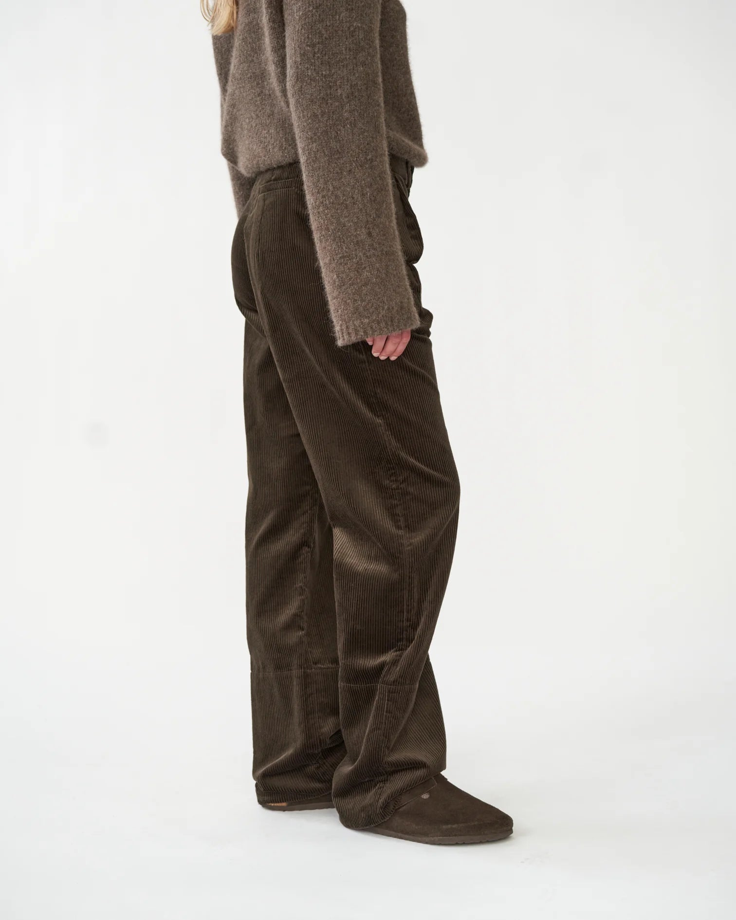 Corduroy Box Trousers - Dark Brown