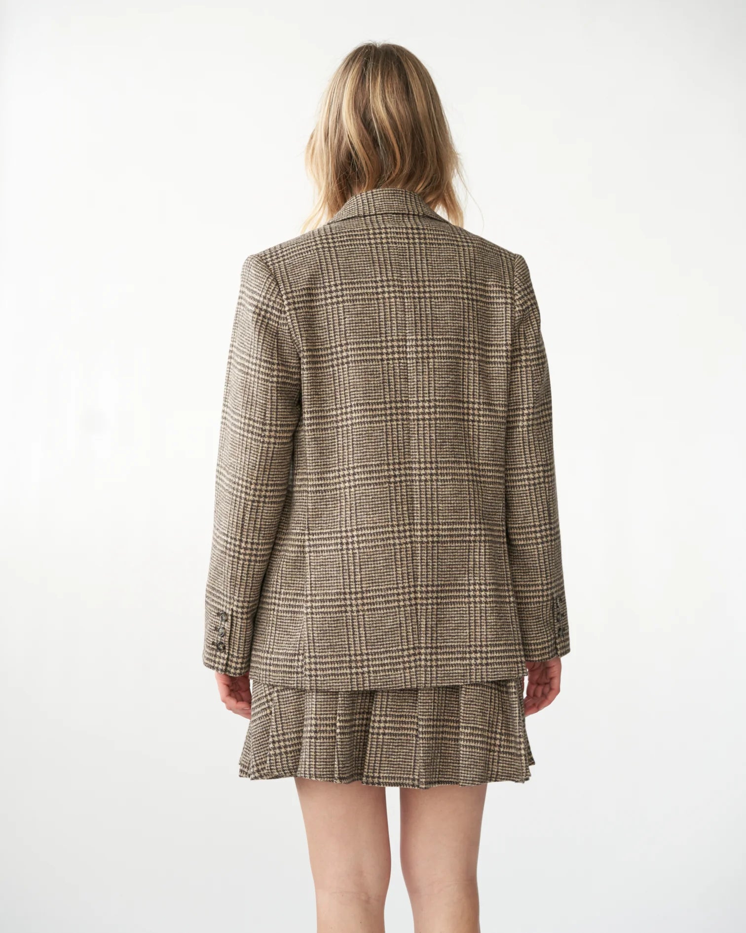 Shetlands Wool Straight Blazer - Brown/Beige