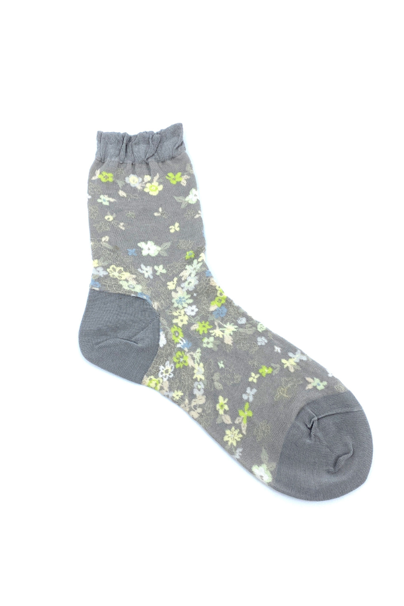 Peace Flowers Socks - L. Grey