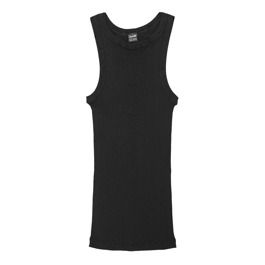 Americana Cotton Tank Top - High Neck - Black