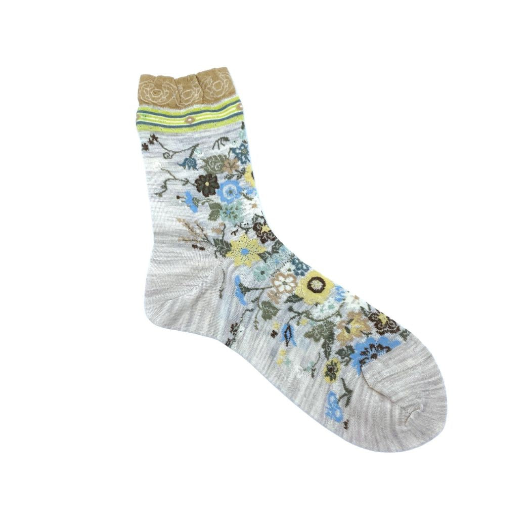 KT-178 Happy Flower Socks - Low White
