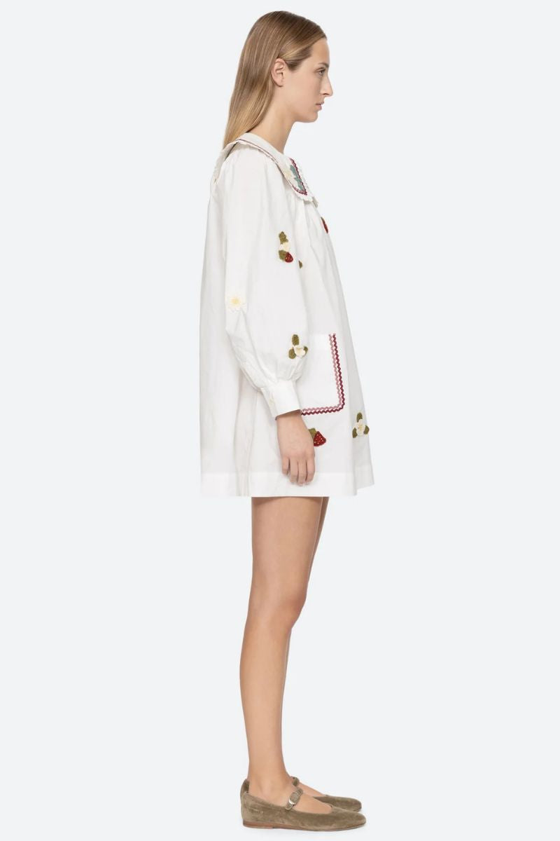 Callie Long Sleeve Dress With Crochet - Cream