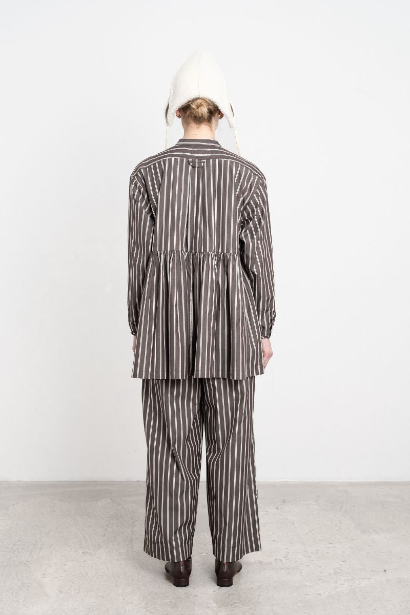 Japanese Cotton Shirting Penny Top - Bark/Natural Stripe