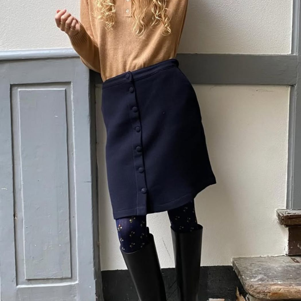 Lily Skirt - Navy Blue double sided wool