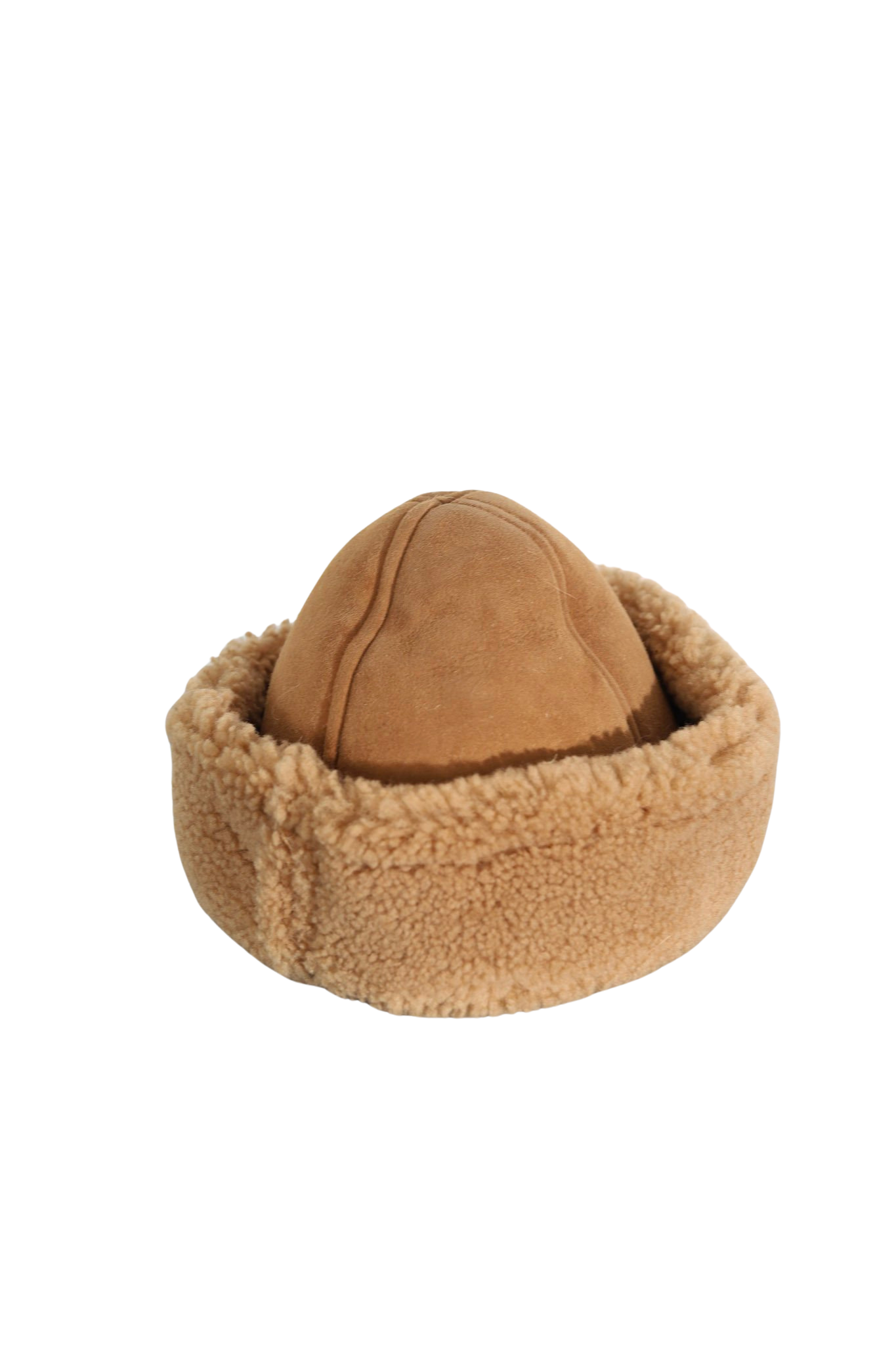 Suede Back Curly Hair Cap - Tan