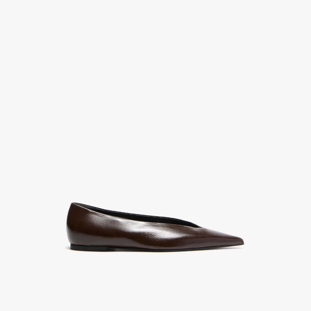 Slash Flats in Slick Nappa - Chocolate