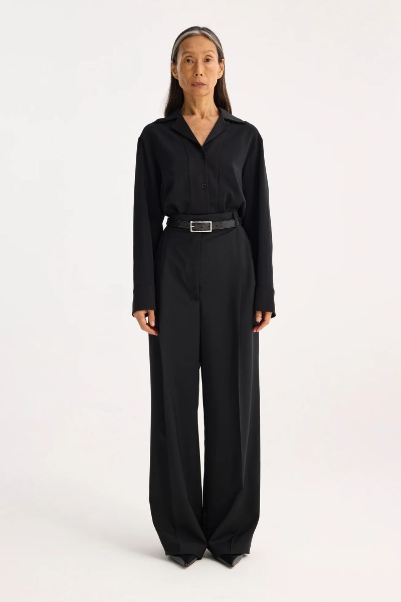 High-waist tailored trousers - black