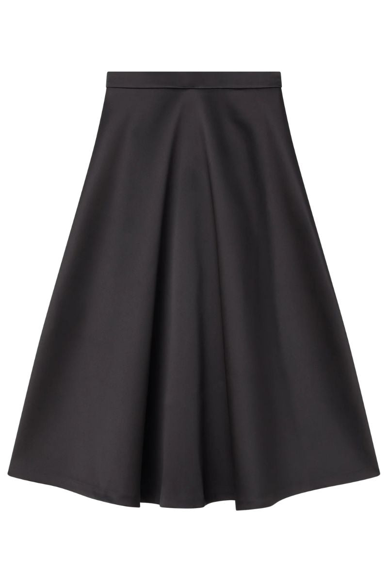 Voluminous a-line satin skirt - Black