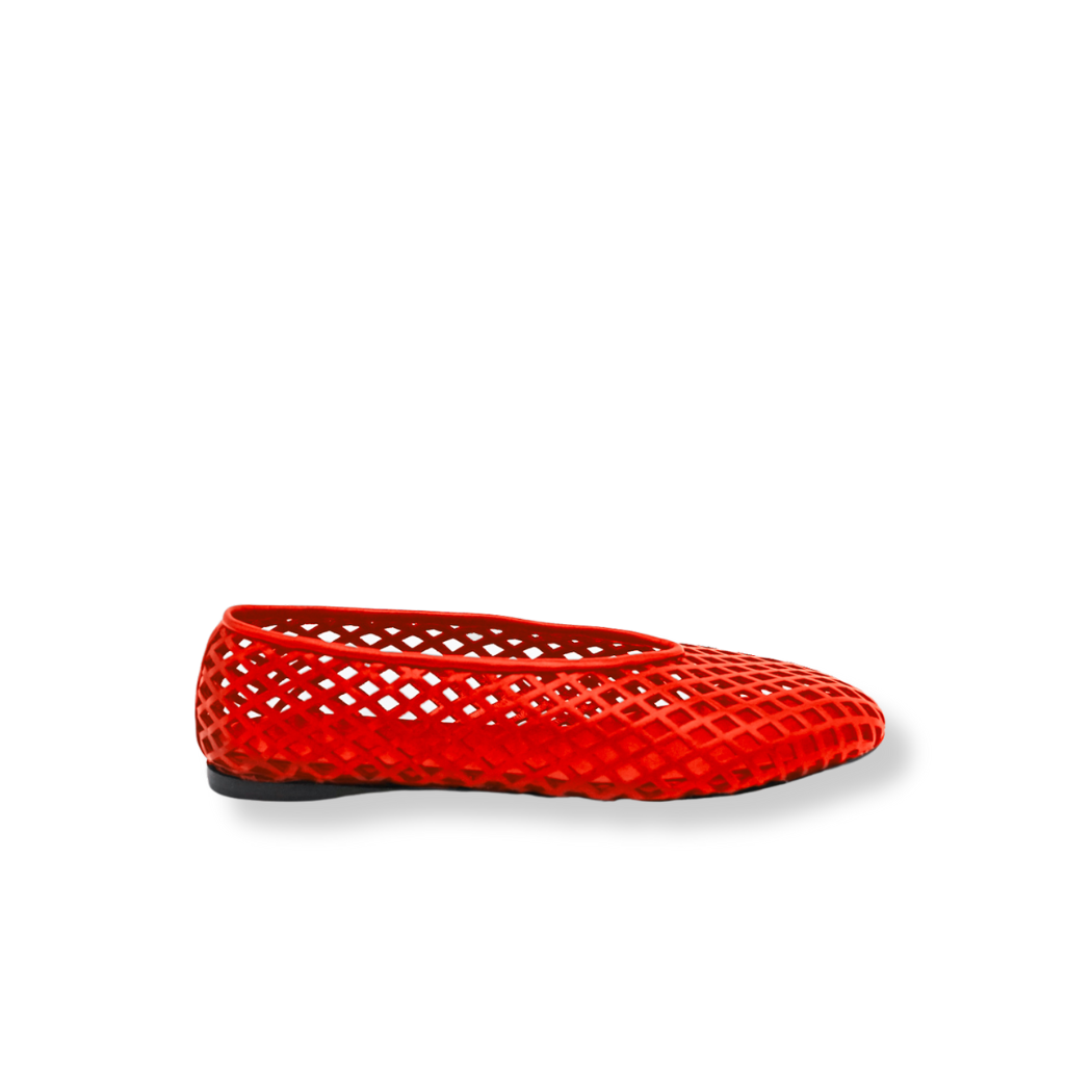 Tee Perforated Ballerina Flat - Red