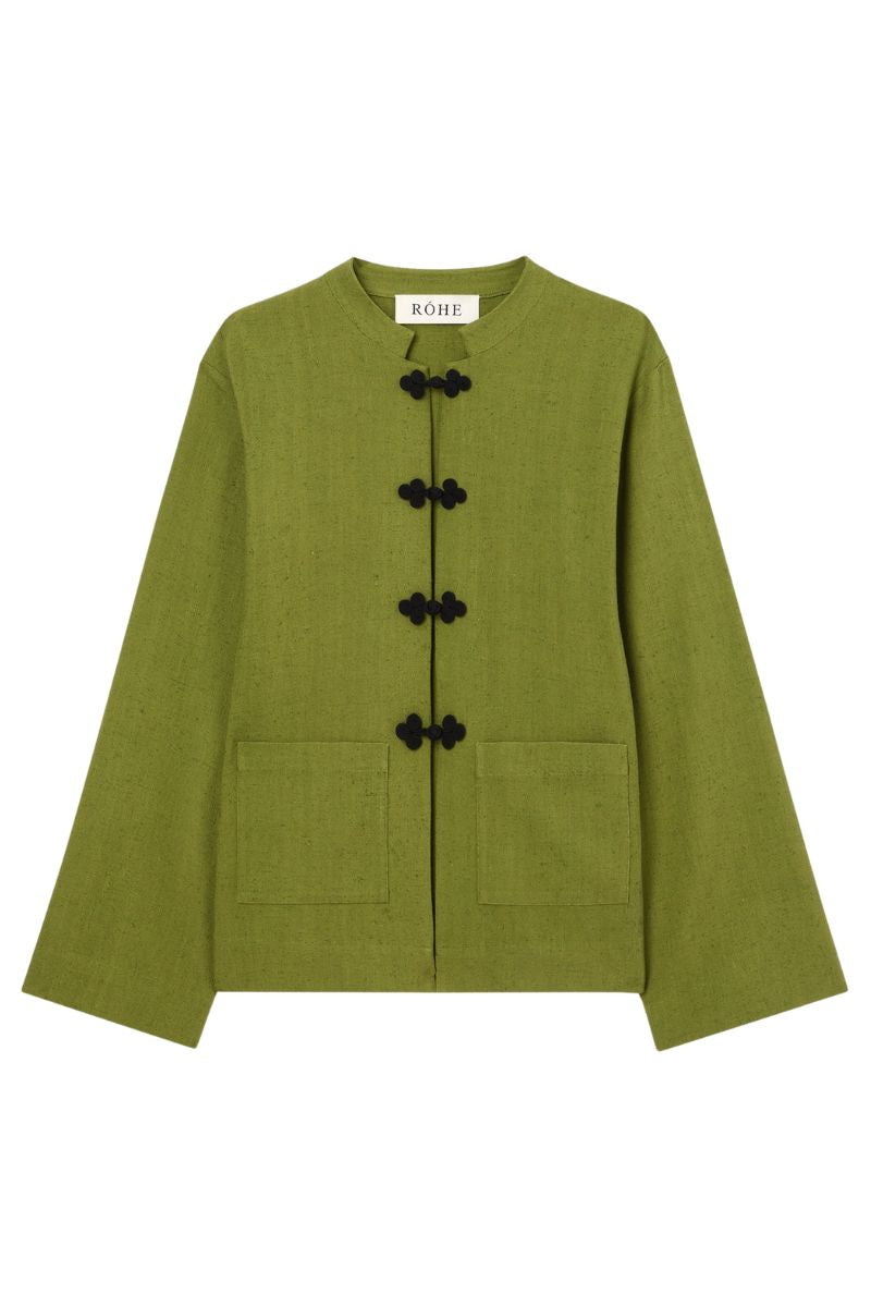 Mandarin Closure Jacket - Garden Green