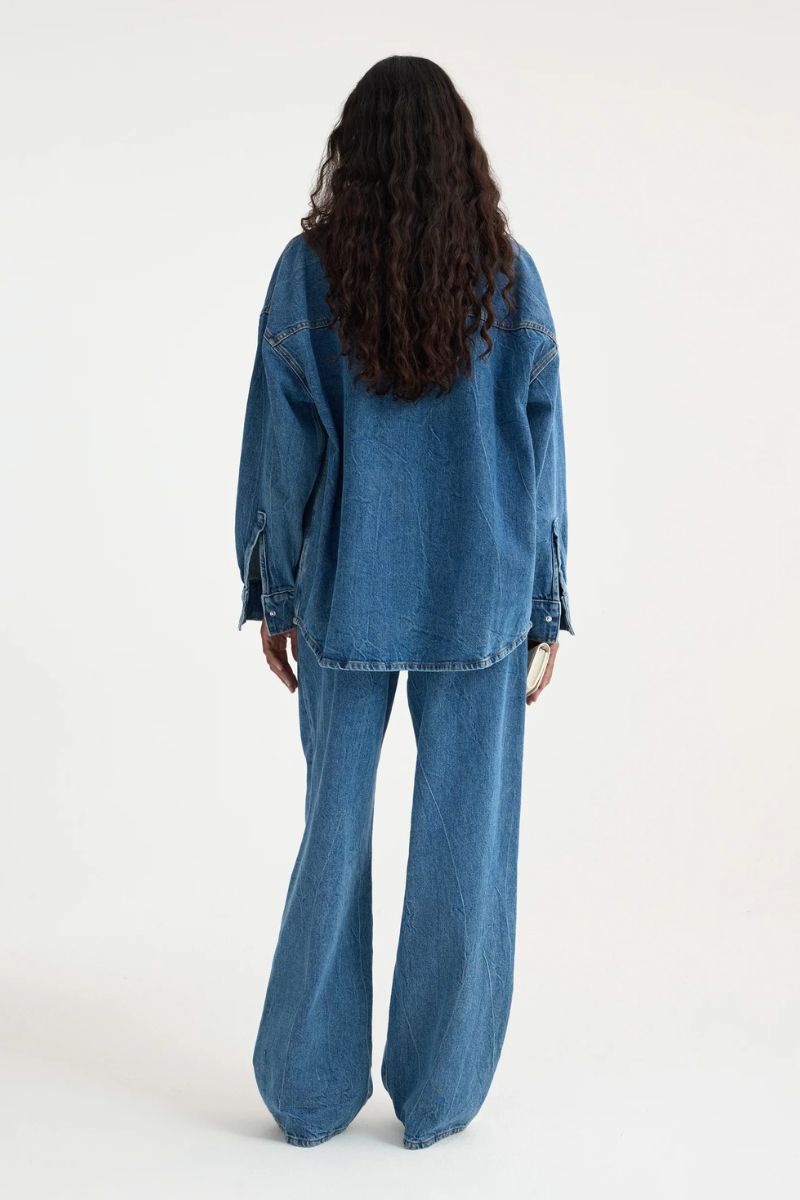 Denim Oversized Shirt - Mid Denim Blue