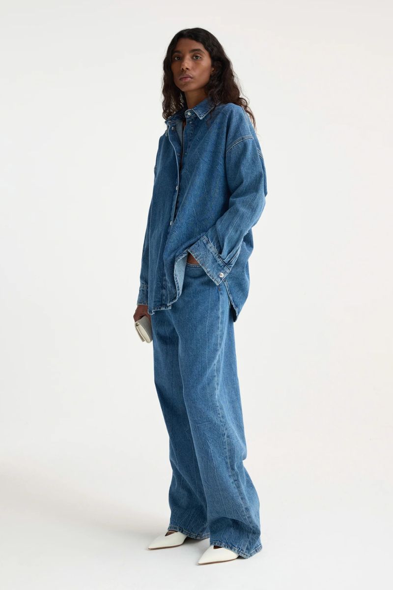 Denim Oversized Shirt - Mid Denim Blue