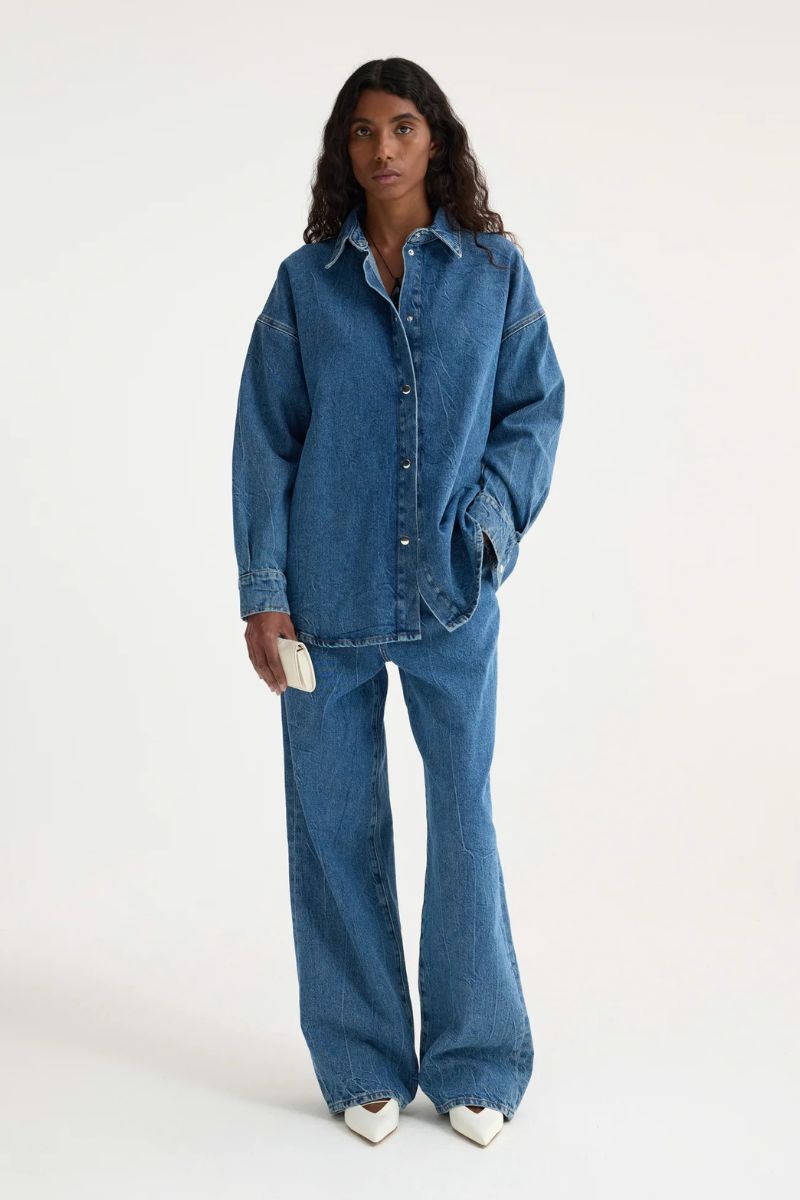 Denim Oversized Shirt - Mid Denim Blue