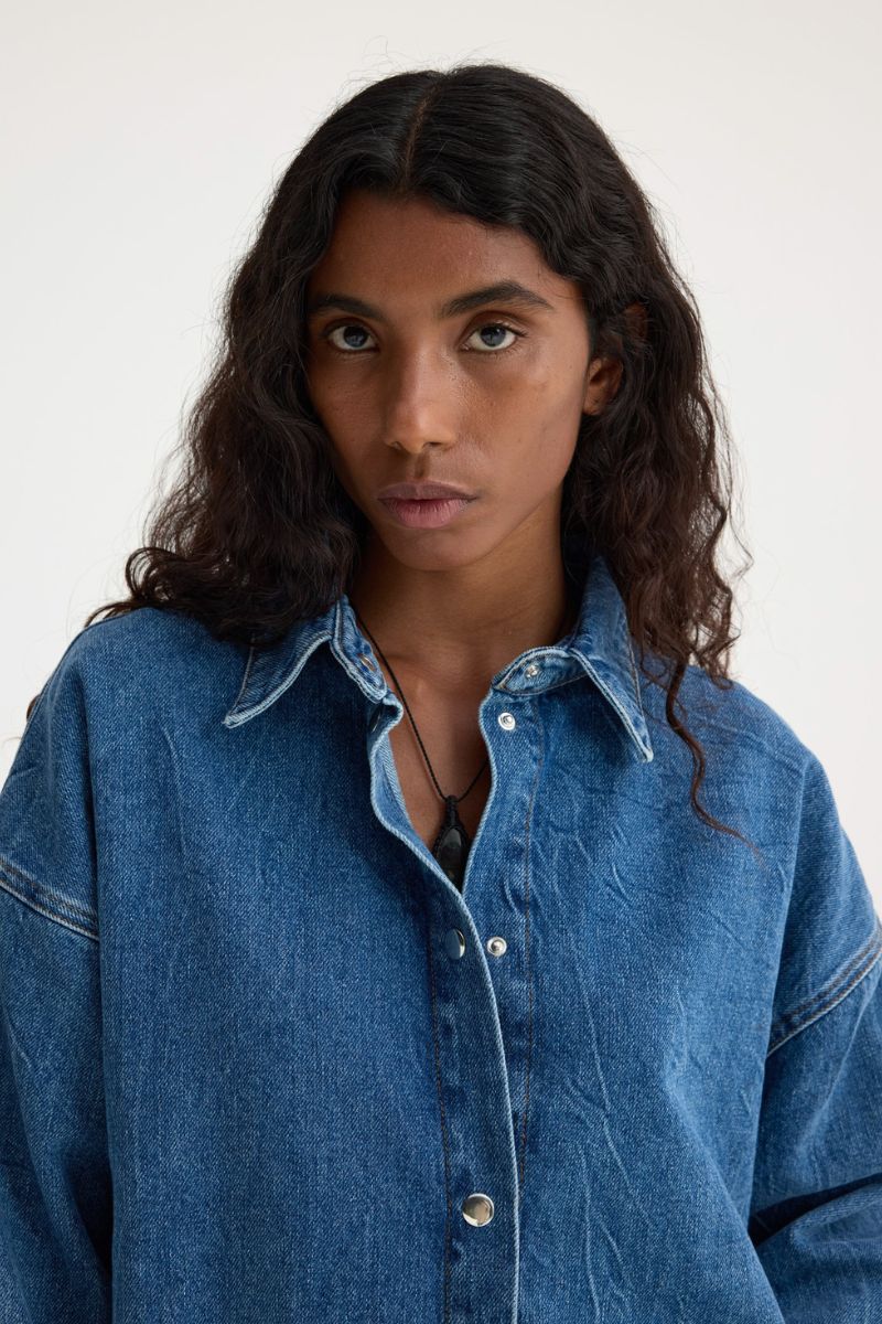 Denim Oversized Shirt - Mid Denim Blue