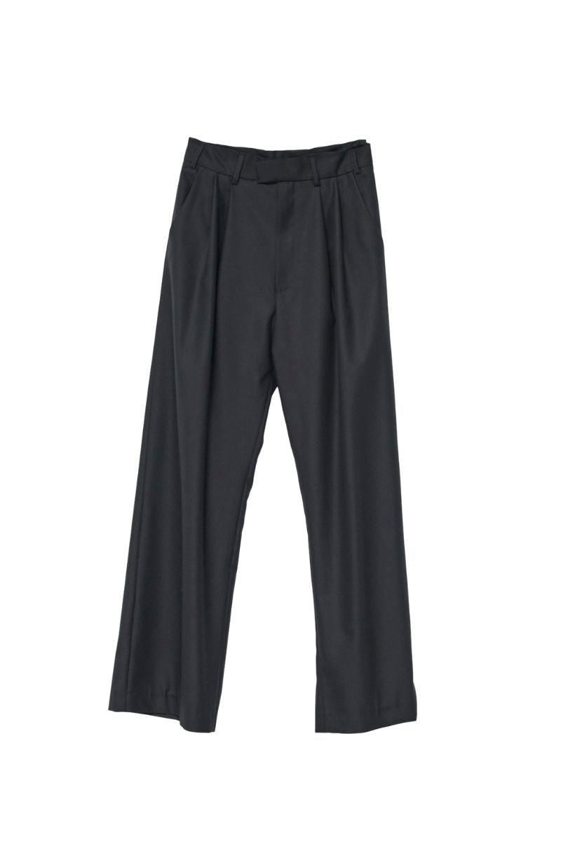 Fine Wool Wide Box Trousers - Black