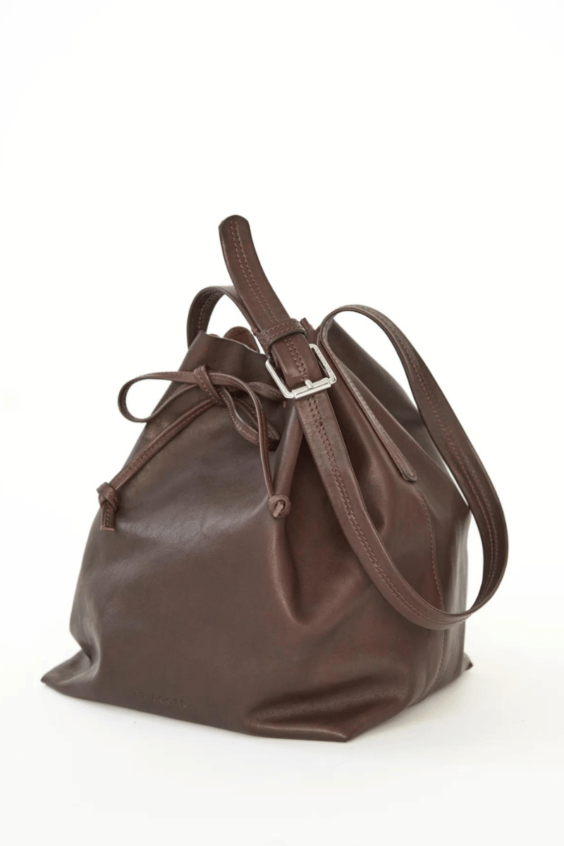 Full Grain Leather Bucket Bag - Brown