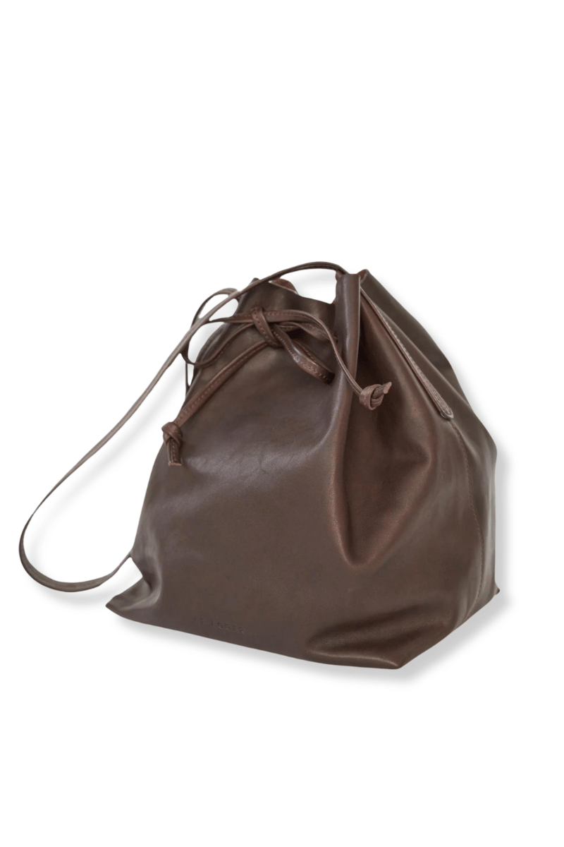 Full Grain Leather Bucket Bag - Brown