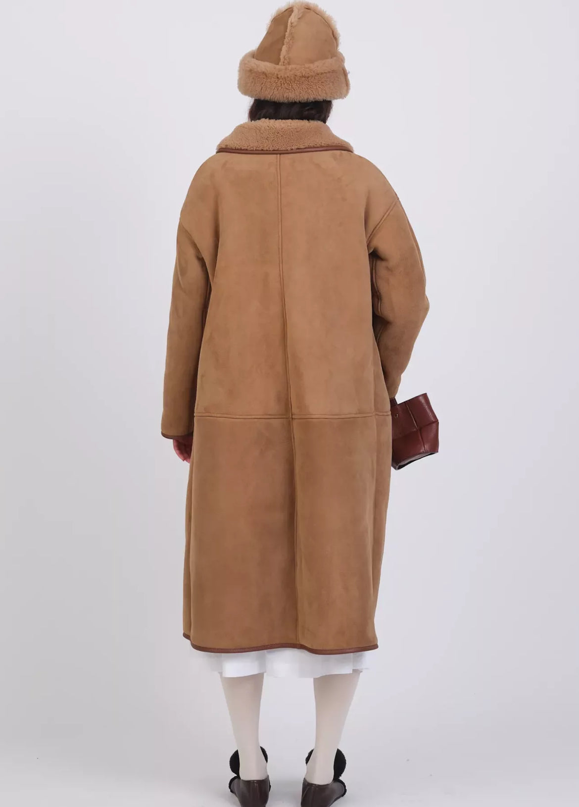 Sheepskin Suede Curly Roo Coat - Tan