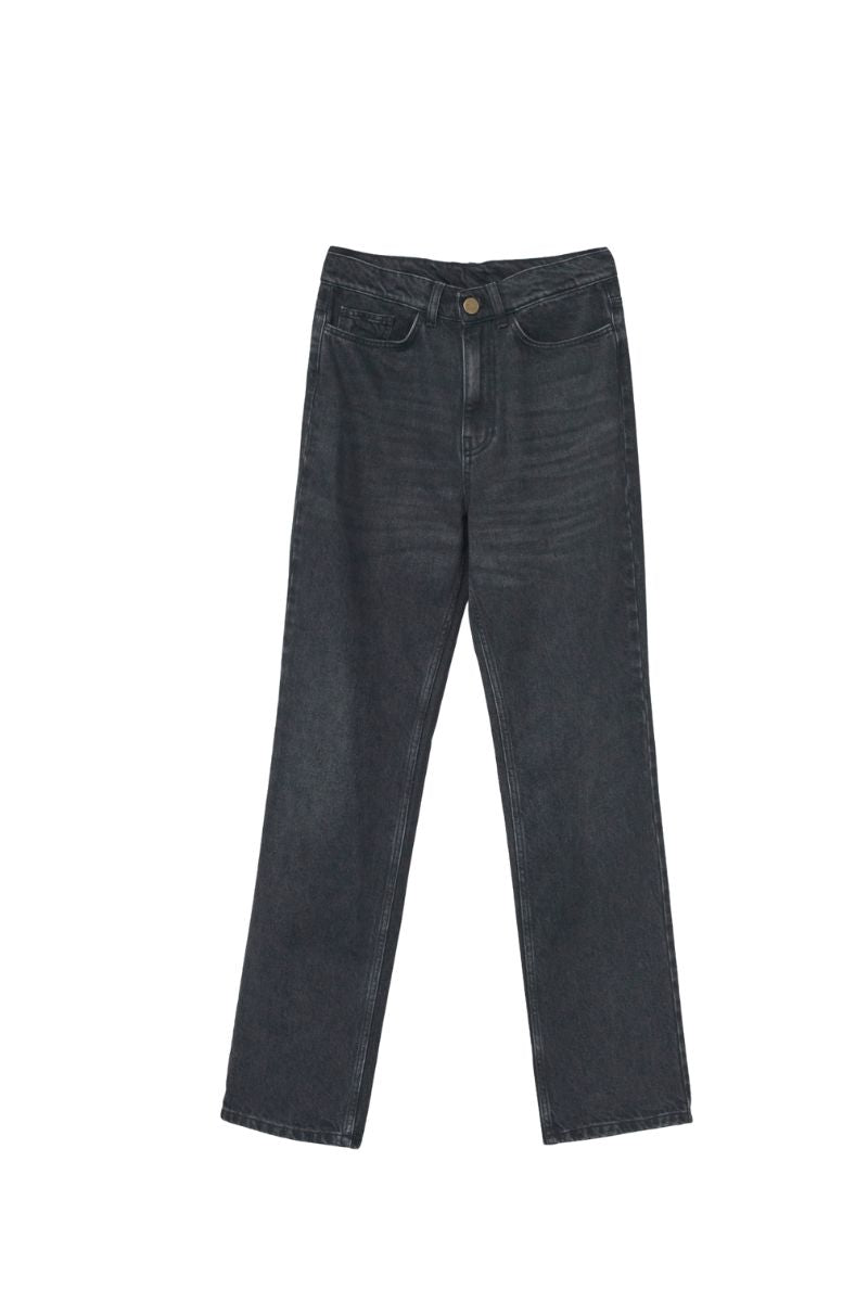 Hemp/Cotton Straight Jeans - Washed Black